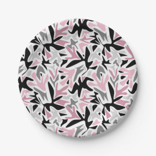 Assiettes En Carton Abstrait, Noir et Rose, Jeune, Throw Pill moderne