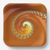 Assiettes En Carton Abstrait or Orange Dégradé Spiral Fractal (Recto)