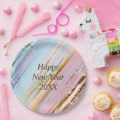 Assiettes En Carton Abstrait Pink Blue Gold Bonne année 20xx 9" (Fête)