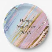 Assiettes En Carton Abstrait Pink Blue Gold Bonne année 20xx 9" (Devant)