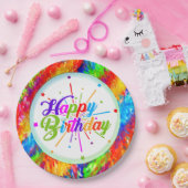 Assiettes En Carton Abstrait psychédélique multicolore (Joyeux anniver (Fête)