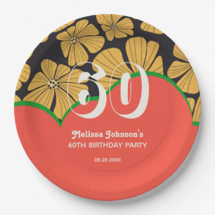 Assiettes En Carton Abstrait rétro Chamomile Floral Jaune Anniversaire