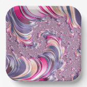 Assiettes En Carton Abstrait rose pourpre spirale fractale (Recto)