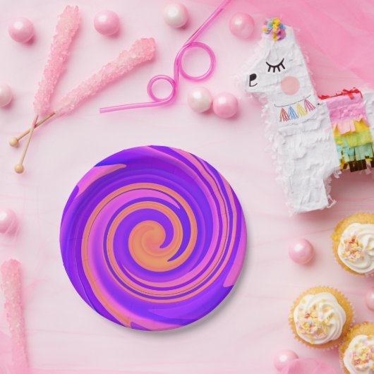 Assiettes En Carton Abstrait Swirl 250816 - 01a (Fête)