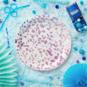 Assiettes En Carton Abstrait Terrazzo Mosaic rose et Motif bleu (Fête)