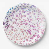 Assiettes En Carton Abstrait Terrazzo Mosaic rose et Motif bleu (Devant)