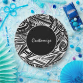 Assiettes En Carton Abstrait tribal noir et blanc (Fête)