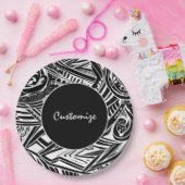 Assiettes En Carton Abstrait tribal noir et blanc (Fête)