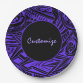 Assiettes En Carton Abstrait Tribal Noir Et Violet (Devant)