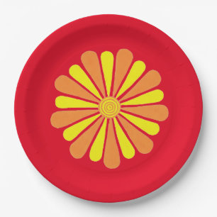 Assiettes En Carton Abstrait Yellow Orange Sunshine Energie Burst Plat
