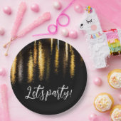 Assiettes En Carton Abstraite nuit lumières mer brillant or noir Parti (Fête)