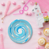 Assiettes En Carton Abstraite spirale bleue et grise (Fête)