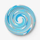 Assiettes En Carton Abstraite spirale bleue et grise (Devant)