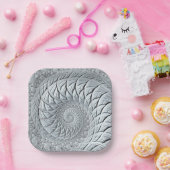Assiettes En Carton Abstraite spirale gris clair (Fête)