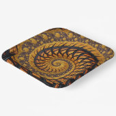 Assiettes En Carton Abstraite spirale noire et or Fractale (Angulaire)
