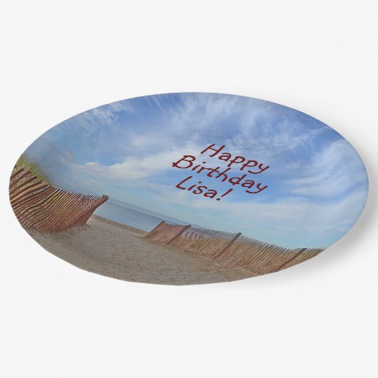Assiettes En Carton Accès À La Plage Anniversaire (Angle)