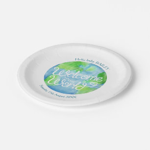 Assiettes En Carton Accueil aquarelle de bébé de partie du monde à