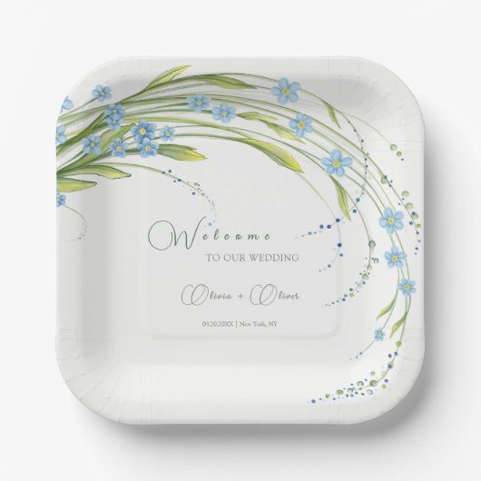 Assiettes En Carton Accueil de l'Oublier-Me-Pas-Mariage (Recto)