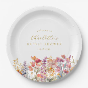 Assiettes En Carton Accueil de mariage moderne aux fleurs sauvages