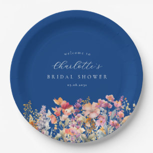 Assiettes En Carton Accueil de Mariée Moderne à Fleurs Sauvages