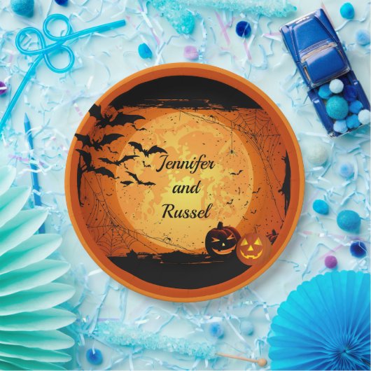 Assiettes En Carton Accueil Mariage Halloween Personnaliser (Fête)