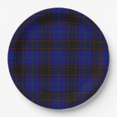 Assiettes En Carton Accueil tartan bleu noir plaid (Devant)