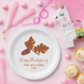 Assiettes En Carton Acorn "Bon thanksgiving" Personnalisé (Fête)