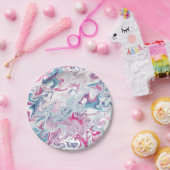 Assiettes En Carton Acrylique liquide rose et bleu (Fête)