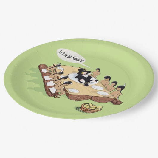 Assiettes En Carton Action de grâces amérindienne (Angle)