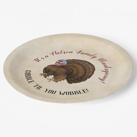 Assiettes En Carton Action de grâces familiales "Gobble "Jusqu'à ce qu (Angle)