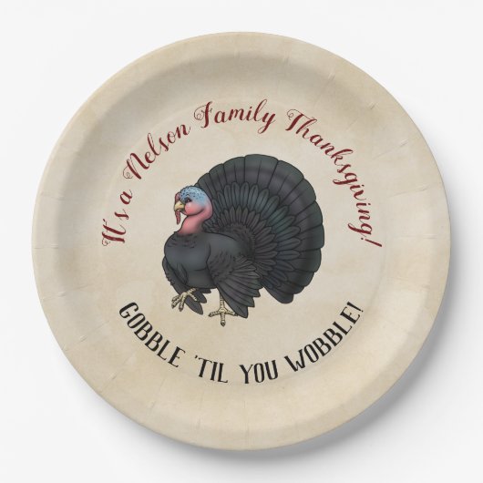 Assiettes En Carton Action de grâces familiales "Gobble "Jusqu'à ce qu (Devant)