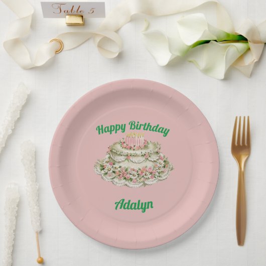 ASSIETTES EN CARTON ADALYN ~ GÂTEAU D'ANNIVERSAIRE VINTAGE ~ (Mariage)