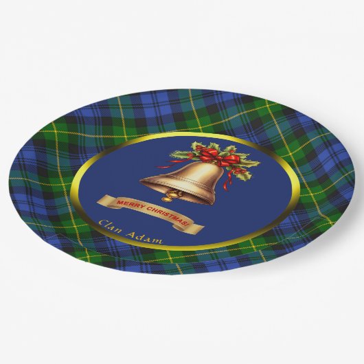 Assiettes En Carton Adam Tartan Noël personnalisé (Angle)