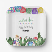 Assiettes En Carton Adios Dos 3e anniversaire Trois-Esta Fiesta Party (Recto)