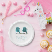 Assiettes En Carton Adirondack Chaises De Plage Mariage Turquoise Blan (Fête)