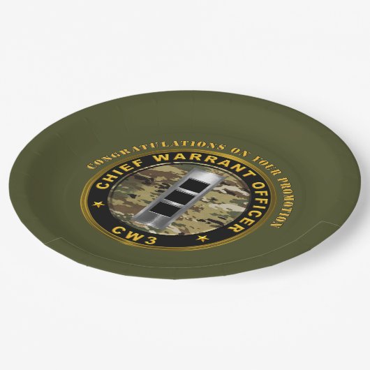 Assiettes En Carton Adjudant-chef 3 (CW3) Promotion (Angle)