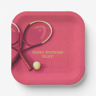 Assiettes En Carton Ado Anniversaire Pink Court Rackets Tennis Ball
