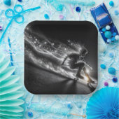 Assiettes En Carton Ado Boy sur un skateboard avec néon lumières (Fête)