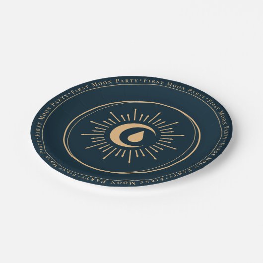 Assiettes En Carton Ado Fille Céleste Bleu Première Lune (Angle)