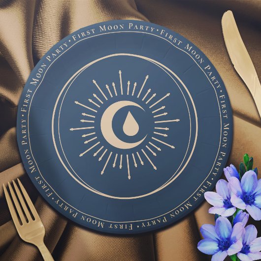 Assiettes En Carton Ado Fille Céleste Bleu Première Lune