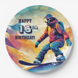 Assiettes En Carton Ado Snowboard Anniversaire