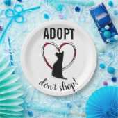 Assiettes En Carton Adoptez Don't Shop ! Chiot en forme de coeur (Fête)