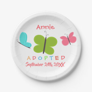 Assiettes En Carton Adoption adoptée de papillon - nom fait sur