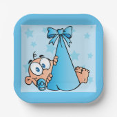Assiettes En Carton Adorable Baby Boy avec Pacifier dans une fronde (Recto)