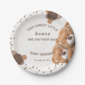 Assiettes En Carton Adorable Baby shower des ours jumeaux (Devant)