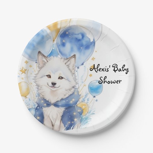 Assiettes En Carton Adorable Baby shower Loup Pup (Devant)
