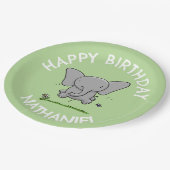 Assiettes En Carton adorable bébé éléphant anniversaire personnalisé (Angle)