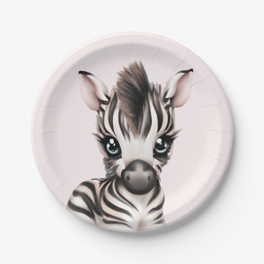 Assiettes En Carton adorable bébé Zebra (Devant)
