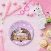 Assiettes En Carton Adorable Boho rose Chic Hérisson (Fête)