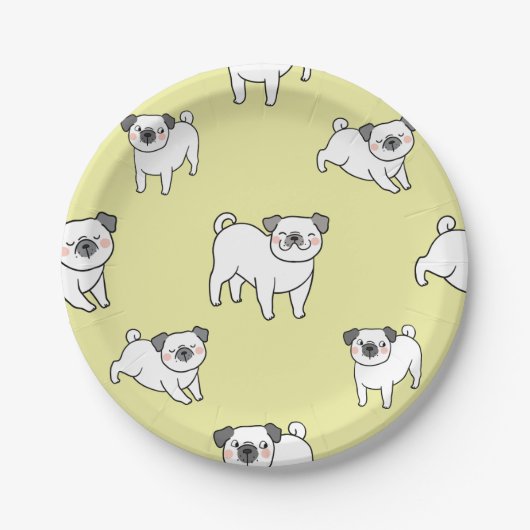 Assiettes En Carton Adorable Carlin Motif Fête à thème chien (Devant)